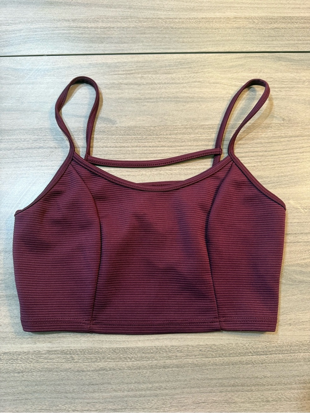Charlotte Russe Burgundy Ribbed Strappy Crop Top
